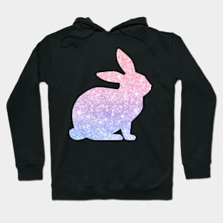 Pastel Pink and Purple Ombre Faux Glitter Easter Bunny Hoodie